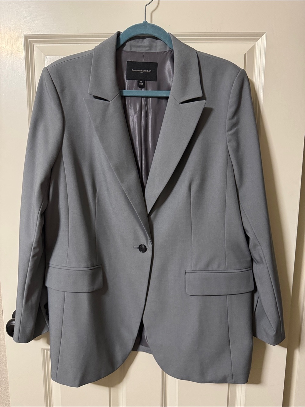 Banana Republic Factory Light Gray Single-Button Blazer